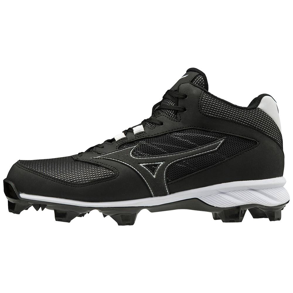 Mizuno Men's 9-Spike Advanced Dominant TPU Mid Molded Baseball Cleats Black/White (320620-SRB)